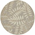 Homeroots 8 ft. Round Natural Leaves Indoor & Outdoor Area Rug 384961